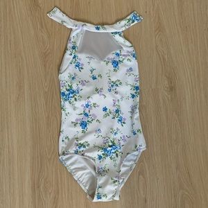 Eleve Floral Halter Leotard, Size Small